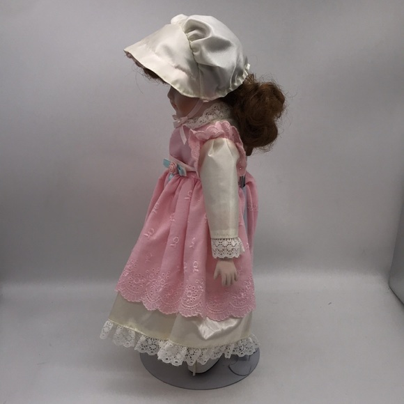 Vintage Porcelain Doll with Soft Body on Metal Stand 16” inches Tall approx - Picture 9 of 11